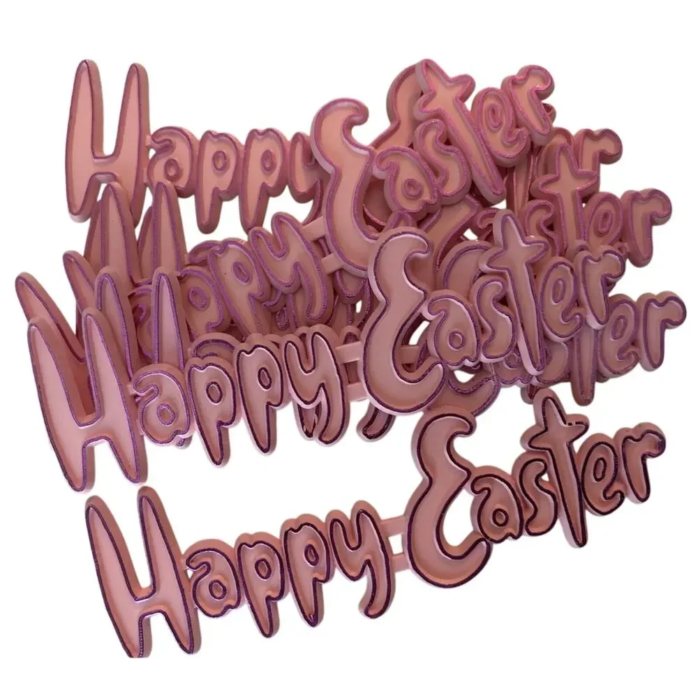 Lot of 19 Vintage Plastic Cake Decoration Toppers Happy Easter Bunny Writing